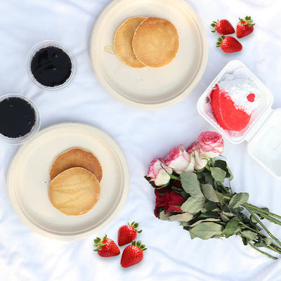 DIY Romantic Table Settings with Compostable Tableware for Valentine's Day Picnic