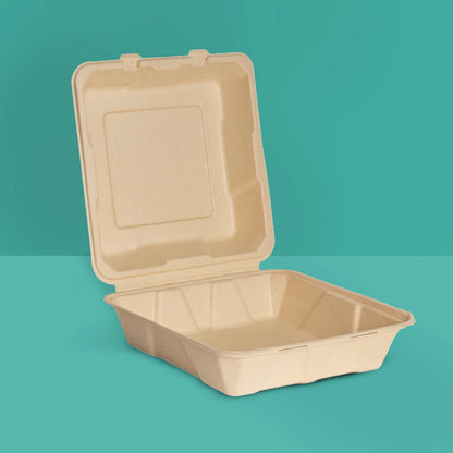 Sustainable 9 Inch Square Compostable Clamshell take out container