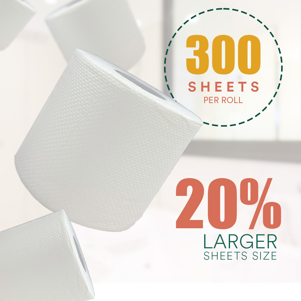 Bamboo 3ply Toilet Paper  - 300 Sheet Per Roll