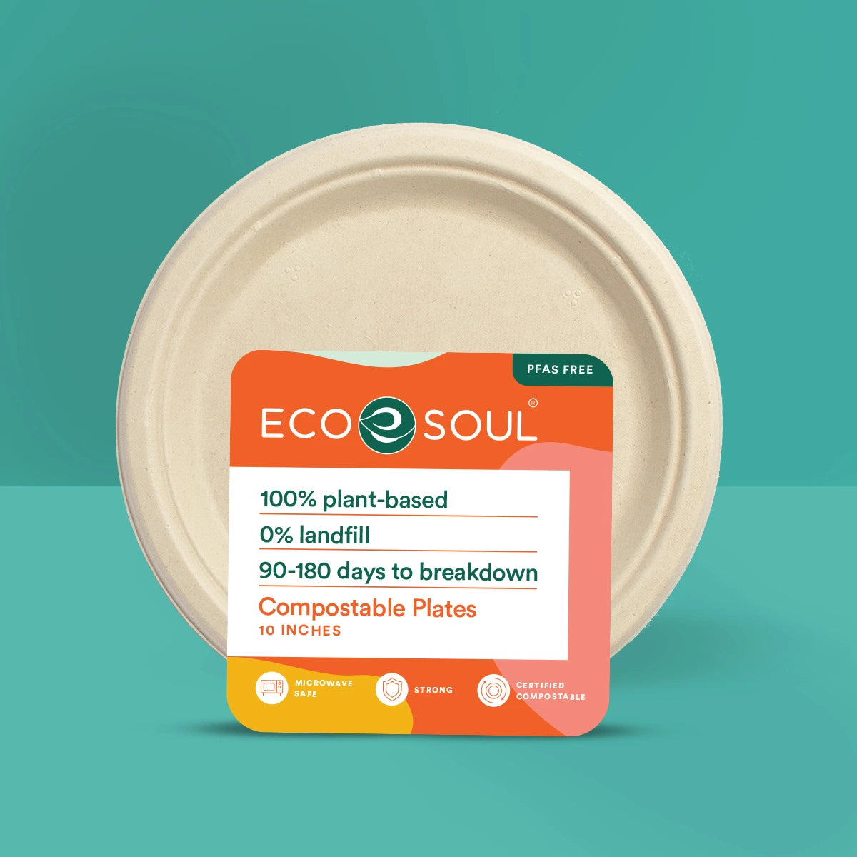  100% chemical Free 10 inch Round Compostable Plates made by Bagasse