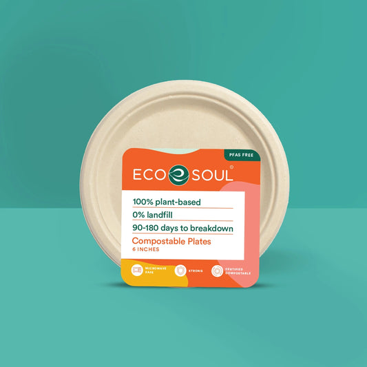 Eco-Friendly Compostable 6 Inch round plate