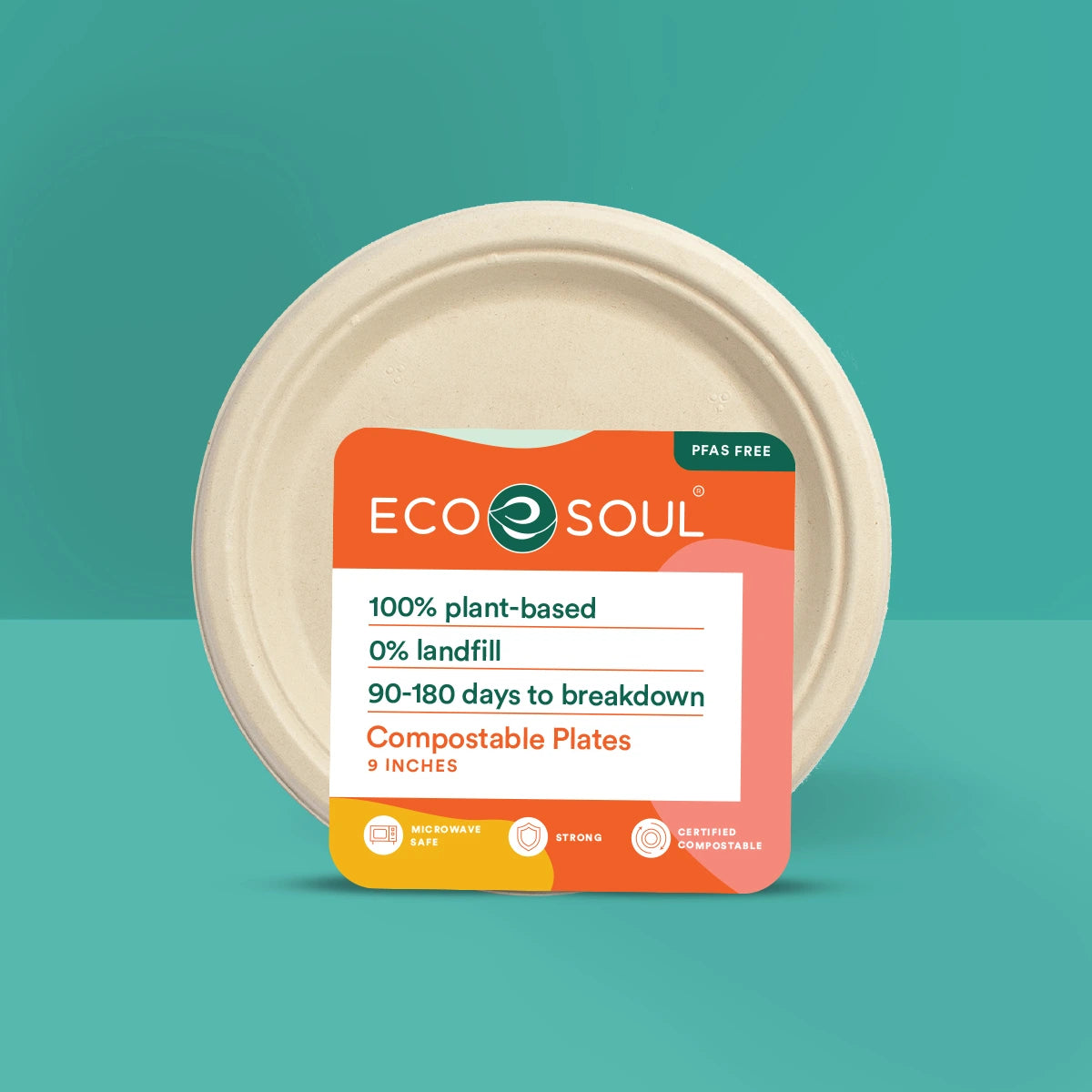 Eco-friendly 9 Inch Round Compostable Plates