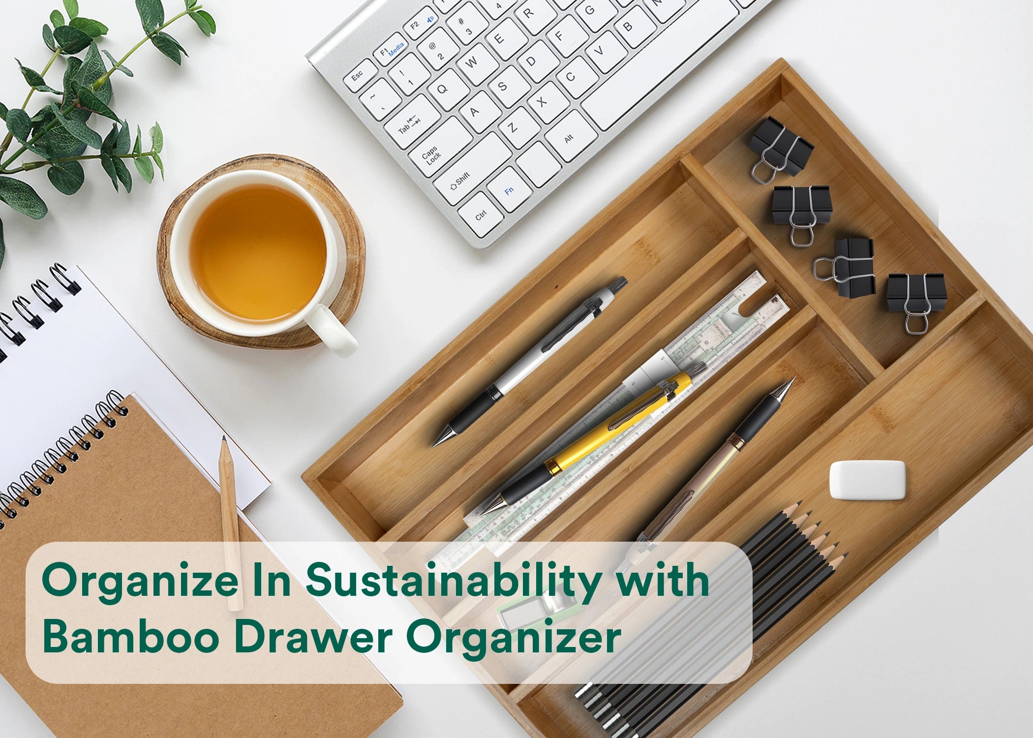 Ecofriendly and Durable bamboo drawer organizer for kitchen and Office