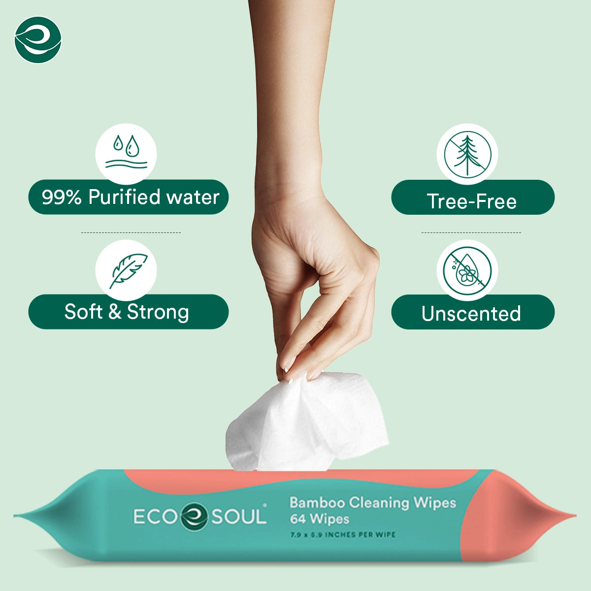 Bamboo Premium Cleaning Wipes - 64 Wipes Per Pack