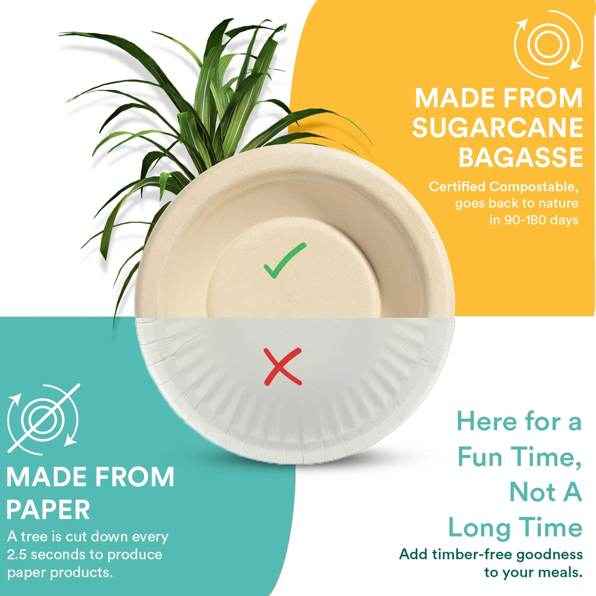 Certified Compostable Bagasse Bowls better than Paper Bowl