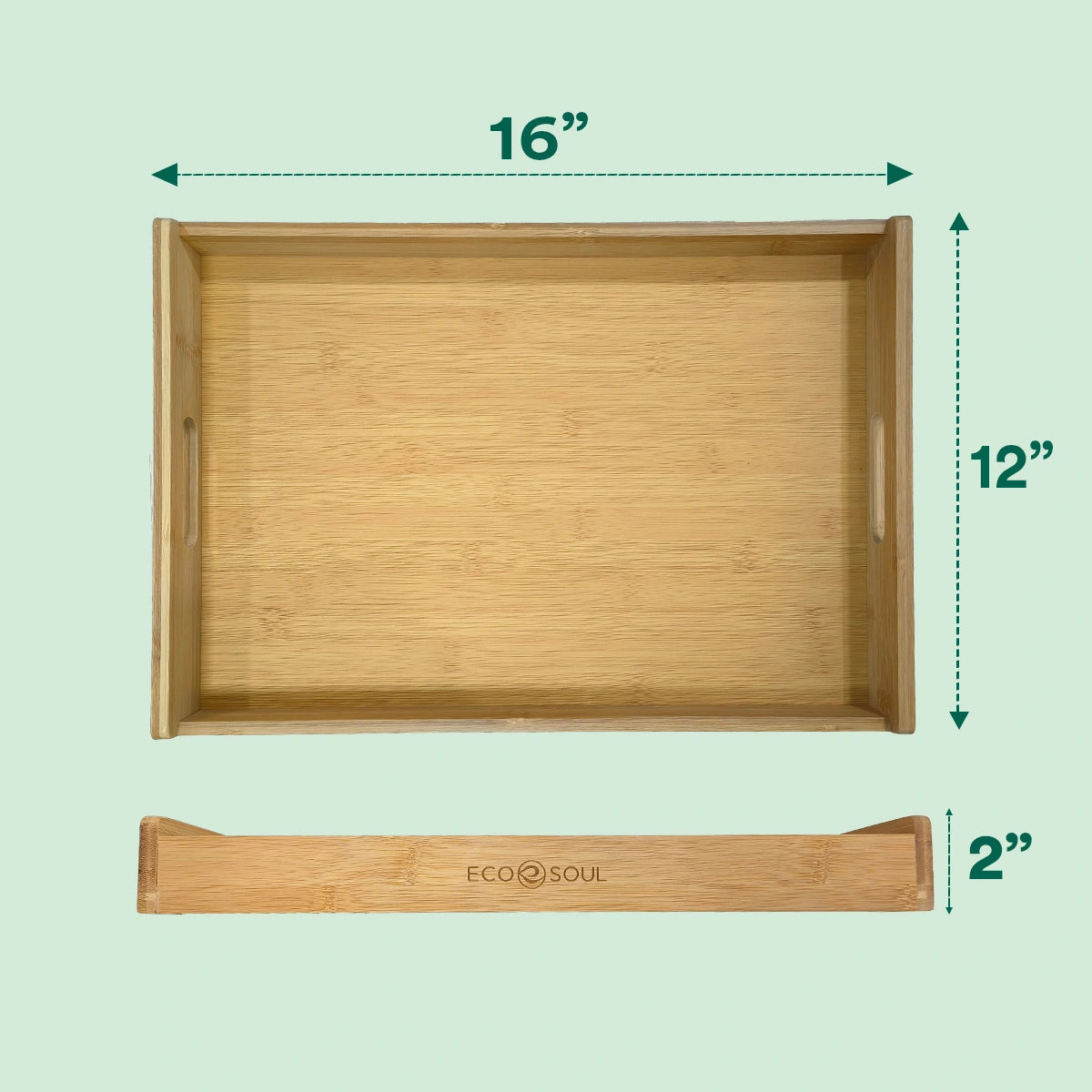 Bamboo Serving Tray with Handle -12 x 16