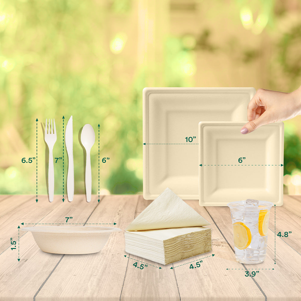 Square Compostable Dinnerware Set