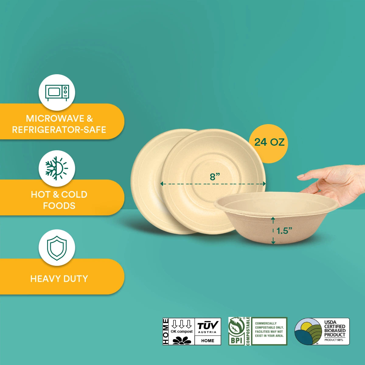 24 oz Compostable Bowls Sizes and Features