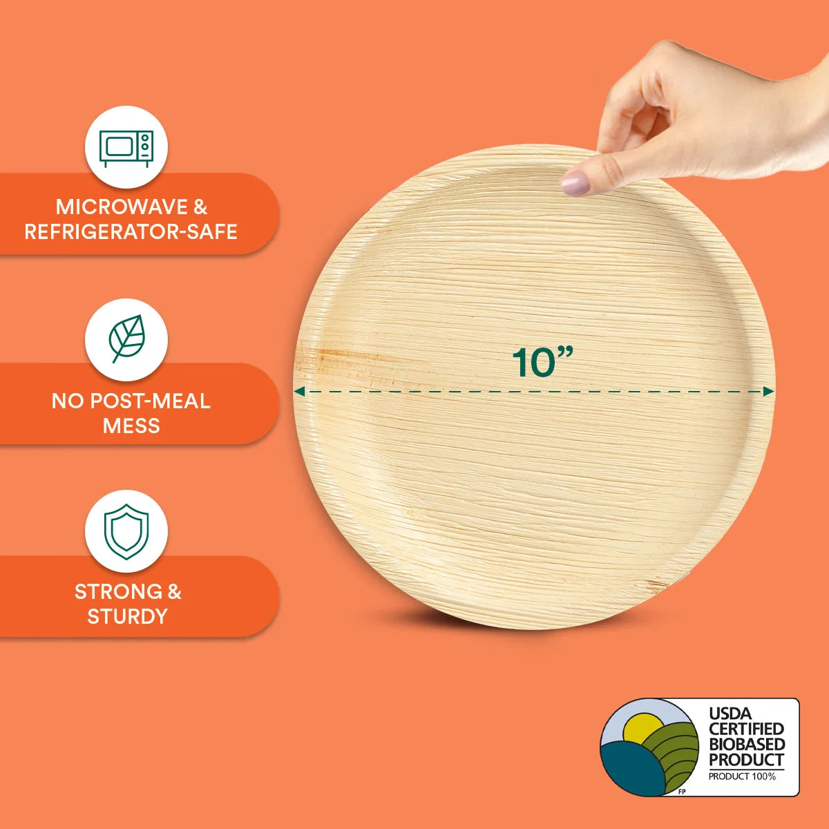 10 Inch Round Compostable Palm Leaf Plates