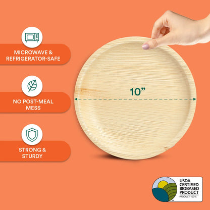 10 Inch Round Compostable Palm Leaf Plates