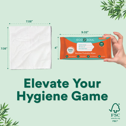 Premium Bamboo Flushable Wipes  - 48 Wipes Per Pack