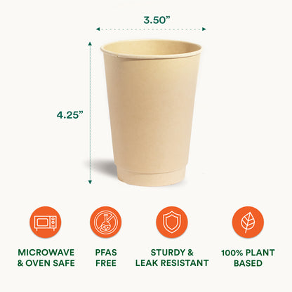 Eco-friendly 12oz Hot Chocolate Cup displaying measurements.