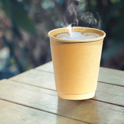 8oz Disposable Coffee Cups made from Bagasse - Eco-friendly cups made from sugarcane fibers. Perfect for hot beverages.