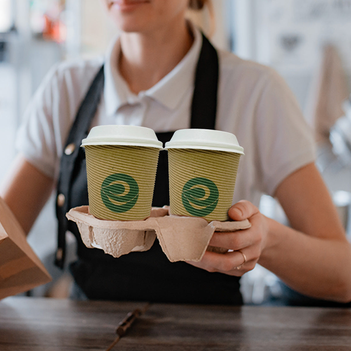 16oz Compostable Ripple Cups with Lids