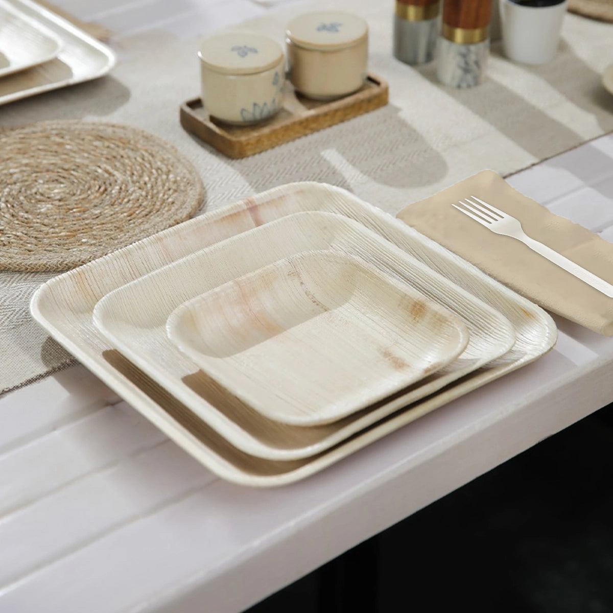 6 Inch Square Compostable Palm Leaf Plates