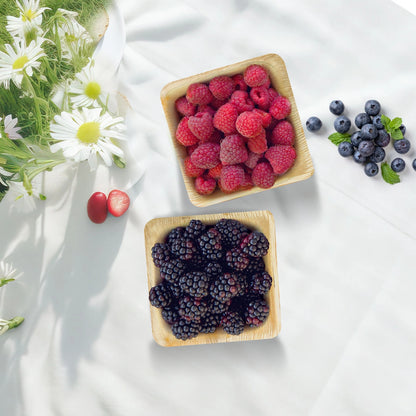 5 oz Compostable 4 Inch Square Palm Leaf Bowls (STEAL DEAL)