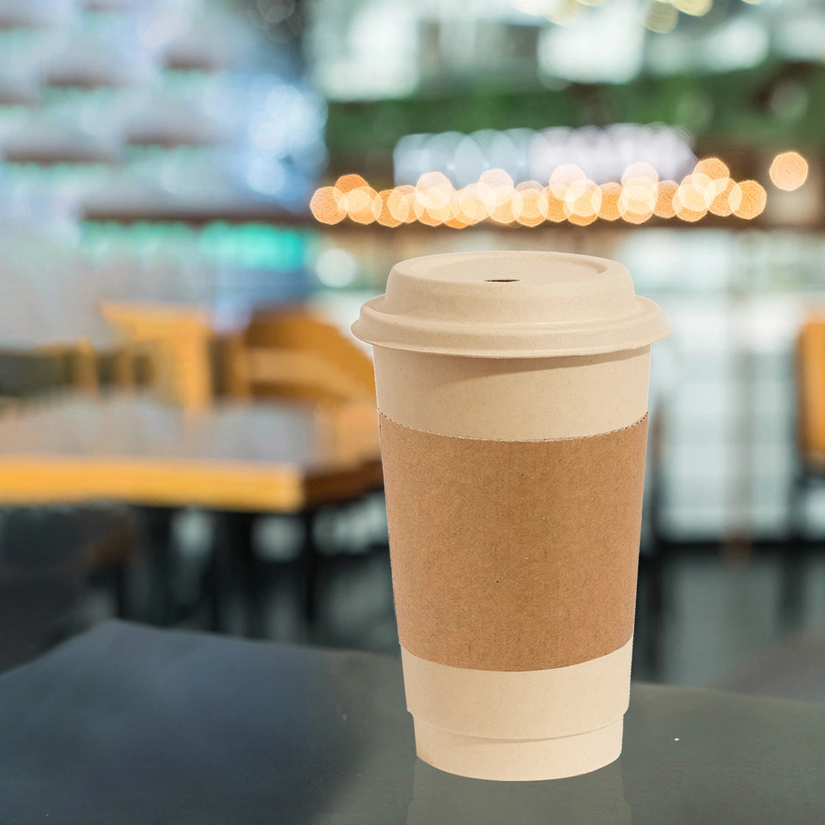 Eco-friendly hot coffee cups with lid and sleeves