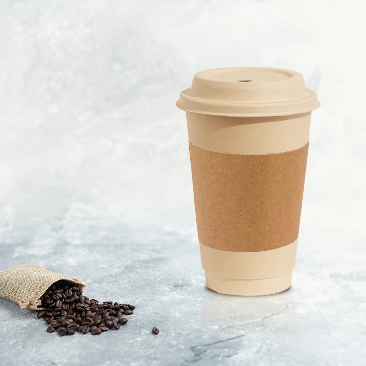 Disposable Hot Chocolate cup with lid and sleeves