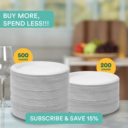 10 Inch Round Pearl White Compostable Plates (STEAL DEAL)