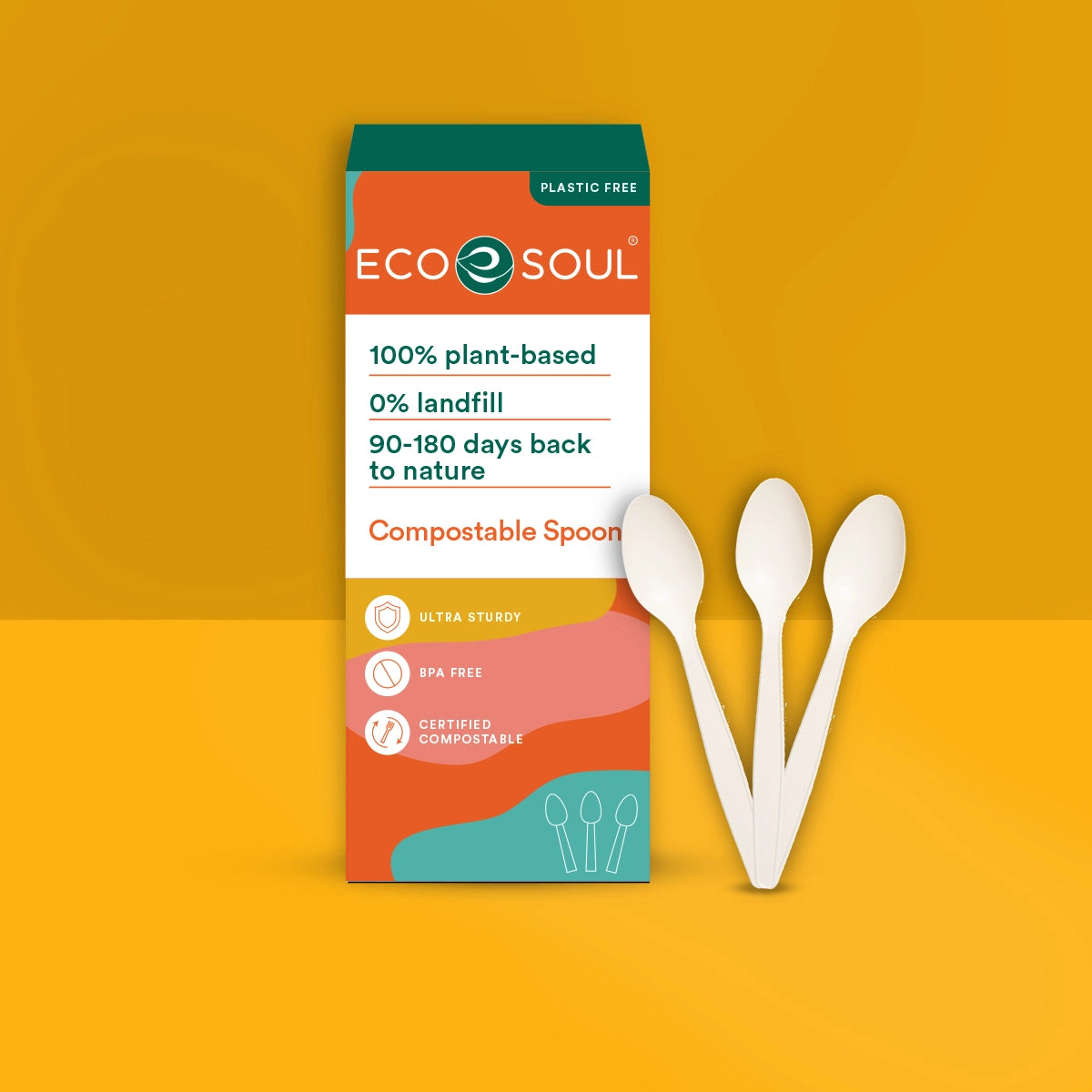 Set of compostable spoons, environmentally friendly option.