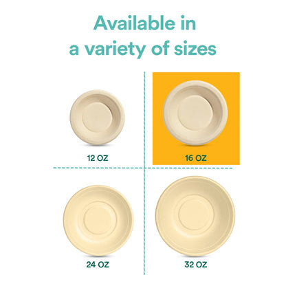 Chemical Free Disposable Bowls in Multiple Sizes made from Bagasse