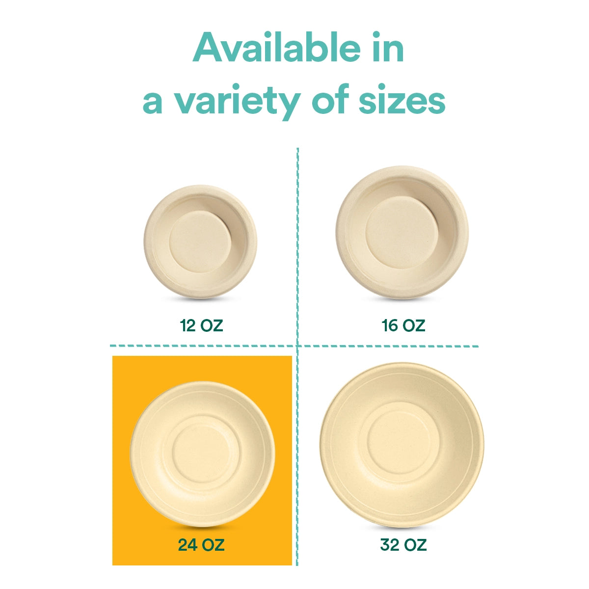 PFAS Free Disposable Bowls in Multiple Sizes made from Bagasse