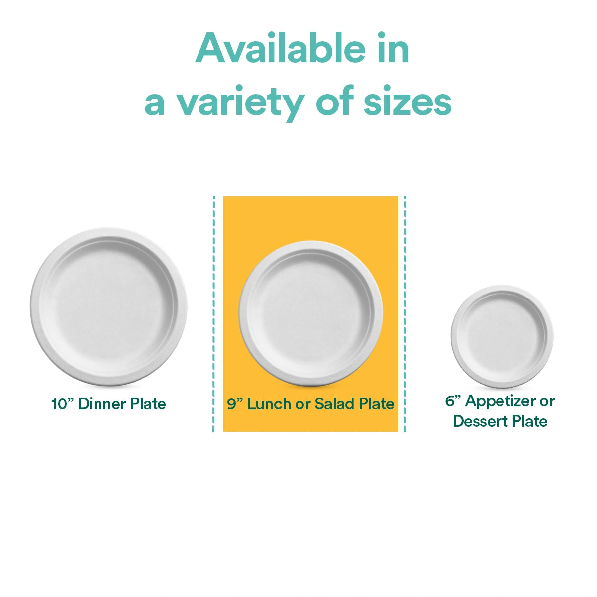 9 Inch Round Pearl White Compostable Plates