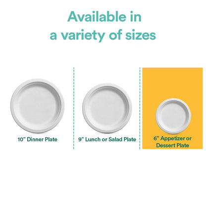 6 Inch Round Pearl White Compostable Plates