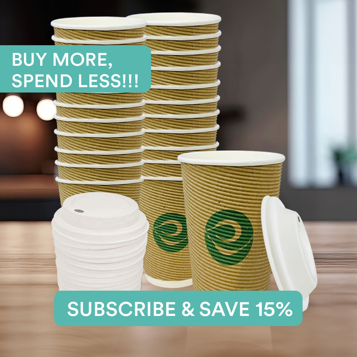 16oz Compostable Ripple Cups with Lids