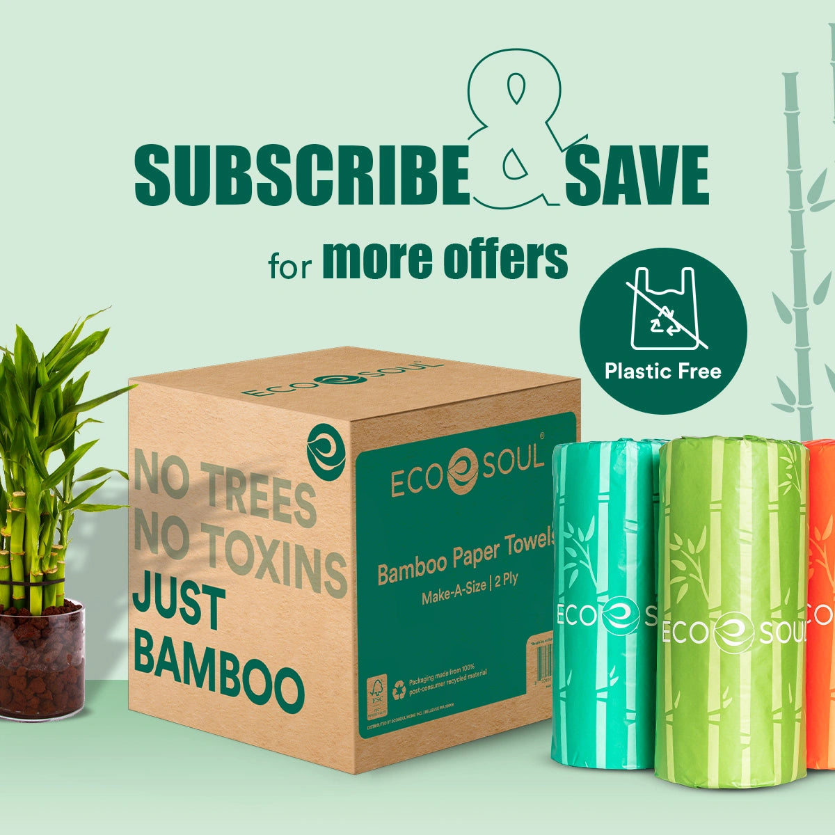 Bamboo Kitchen Towels, 150 Sheets Per Roll