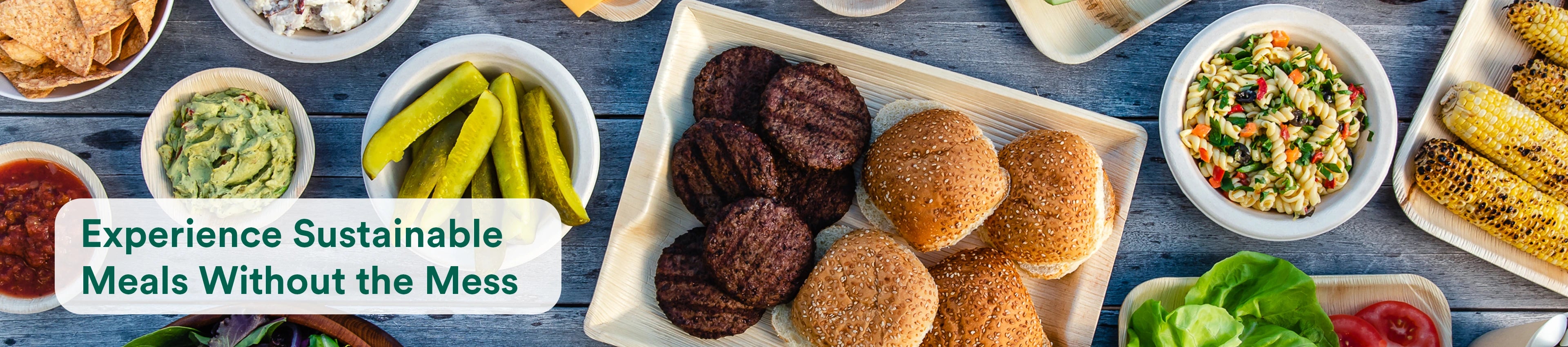 Eco-friendly compostable tableware set for sustainable dining.