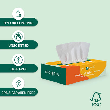 Bamboo 2 Ply Facial Tissues - 100 Tissues Per Box