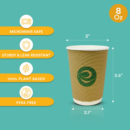 8oz Compostable Ripple Cups without lids