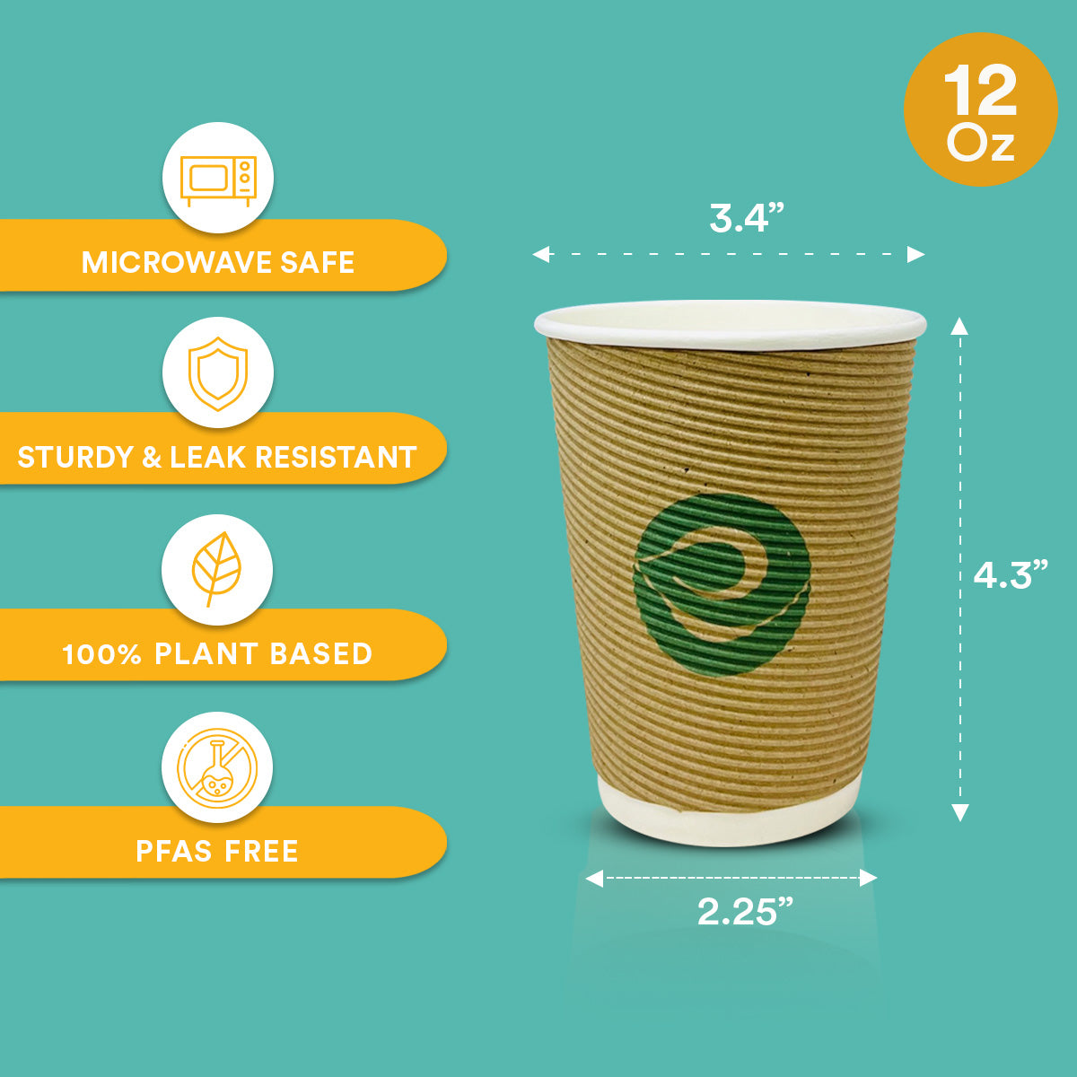 12oz Compostable Ripple Cups without lids