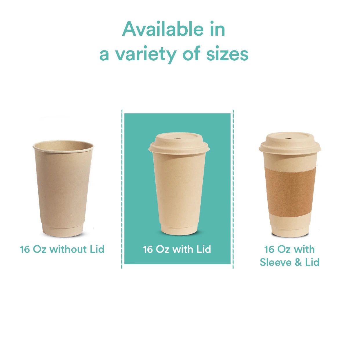 Ecofriendly compostable hot cups with lid in multiple sizes