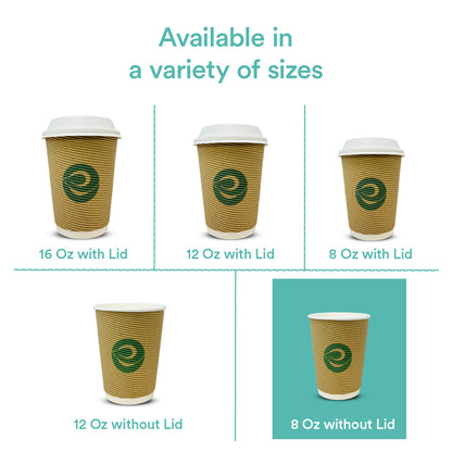 8oz Compostable Ripple Cups without lids