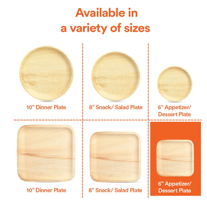 6 Inch Square Compostable Palm Leaf Plates