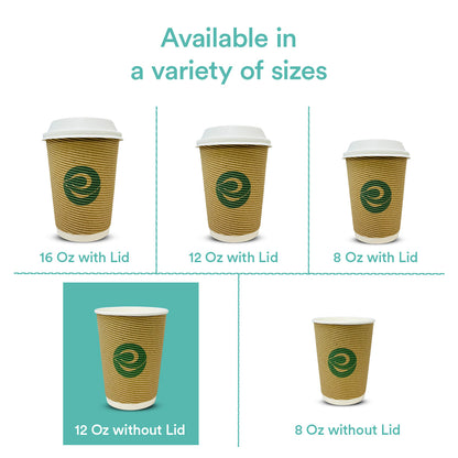 12oz Compostable Ripple Cups without lids