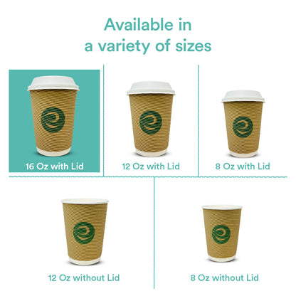 16oz Compostable Ripple Cups with Lids