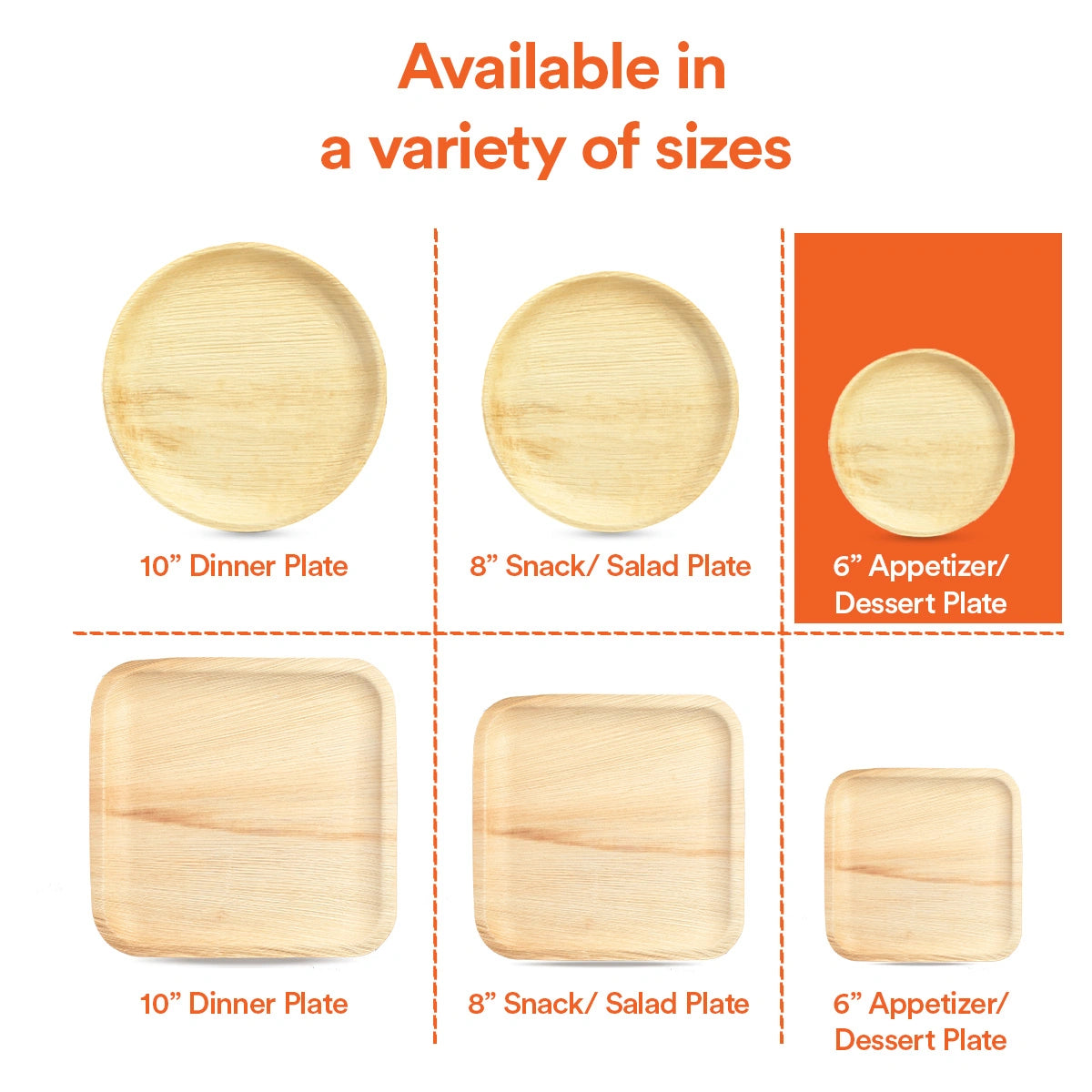 6 Inch Round Compostable Palm Leaf Plates