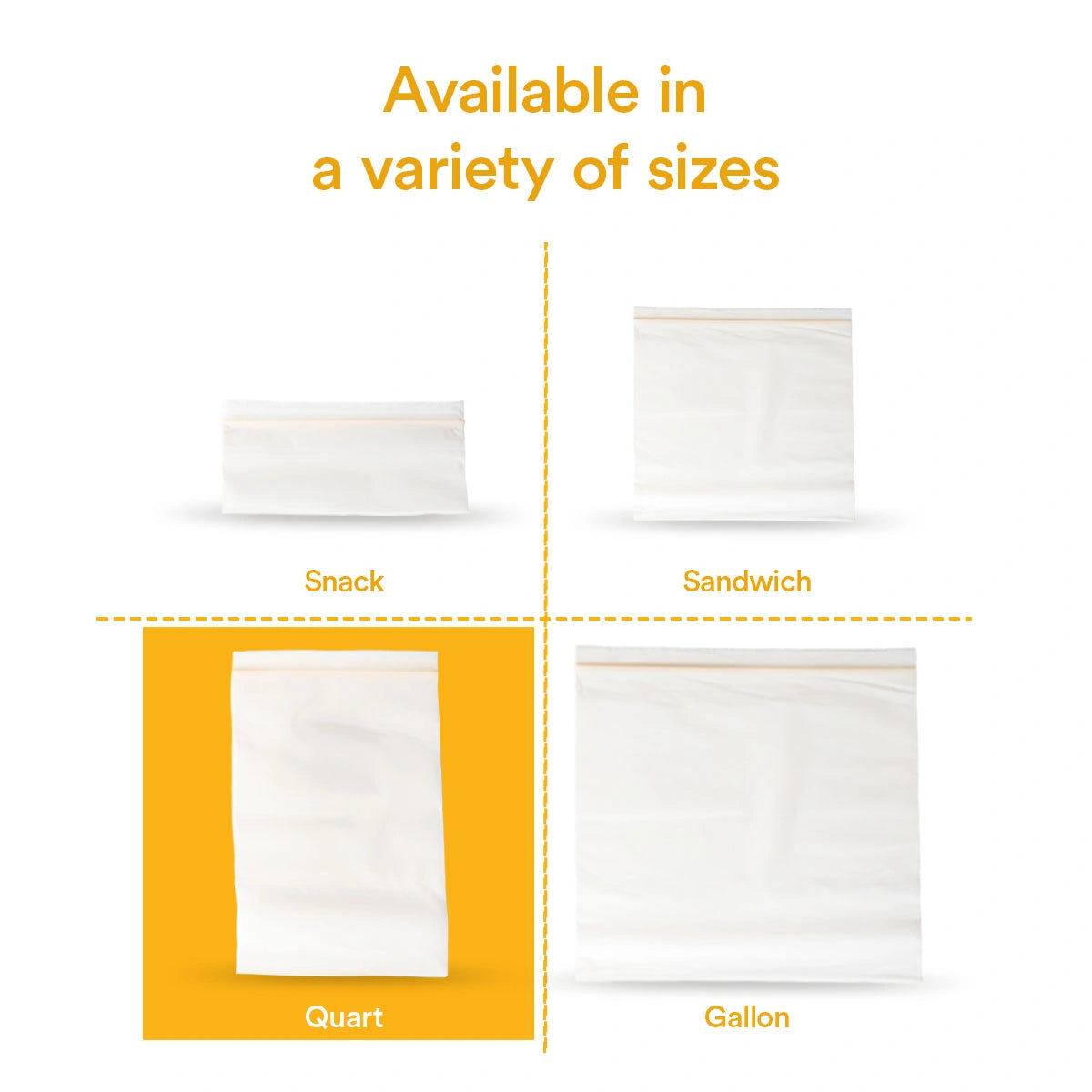 Compostable Quart Resealable Bags - 10" x 6"