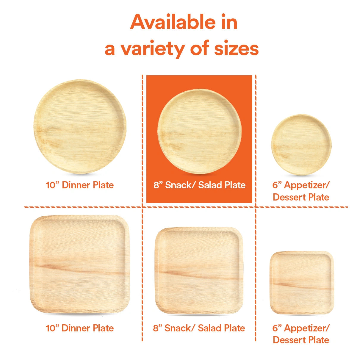 8 Inch Round Compostable Palm Leaf Plates