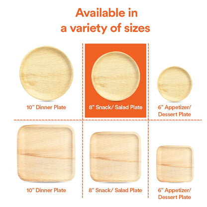 8 Inch Round Compostable Palm Leaf Plates