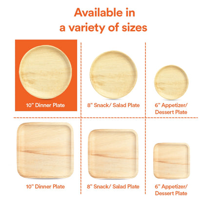 10 Inch Round Compostable Palm Leaf Plates