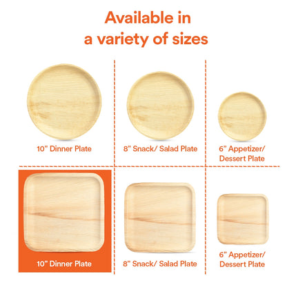 10 Inch Square Compostable Palm Leaf Plates