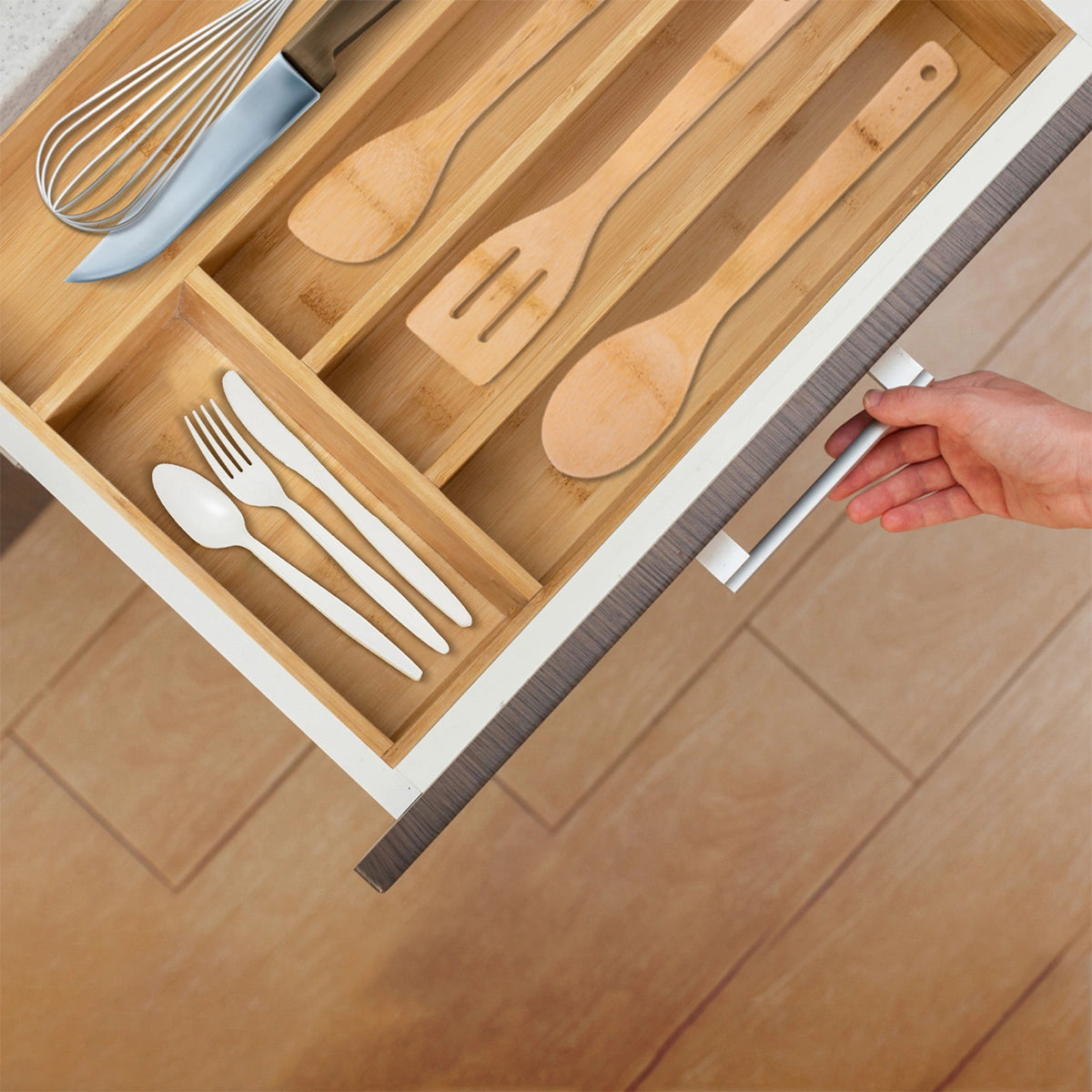 Bamboo Kitchen Drawer Organizer - 12" X 17"